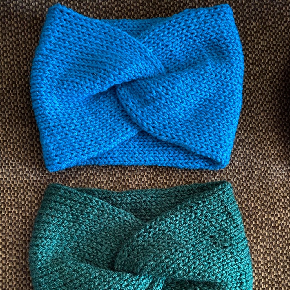 Wide headband ear warmers handcrafted